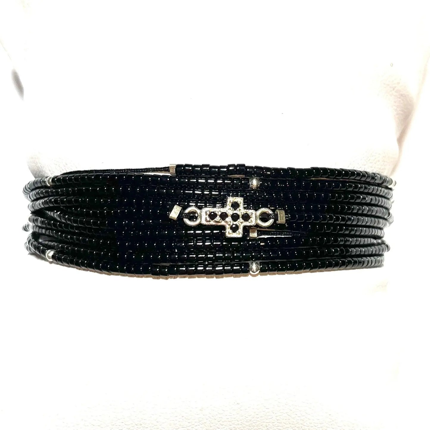 Bracelet multi tours croix en argent 925 “Lourdes” - Mahana Bijoux