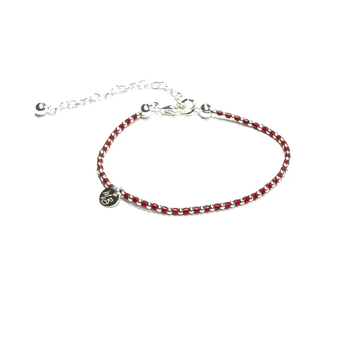 Bracelet en argent et Miyuki rouge