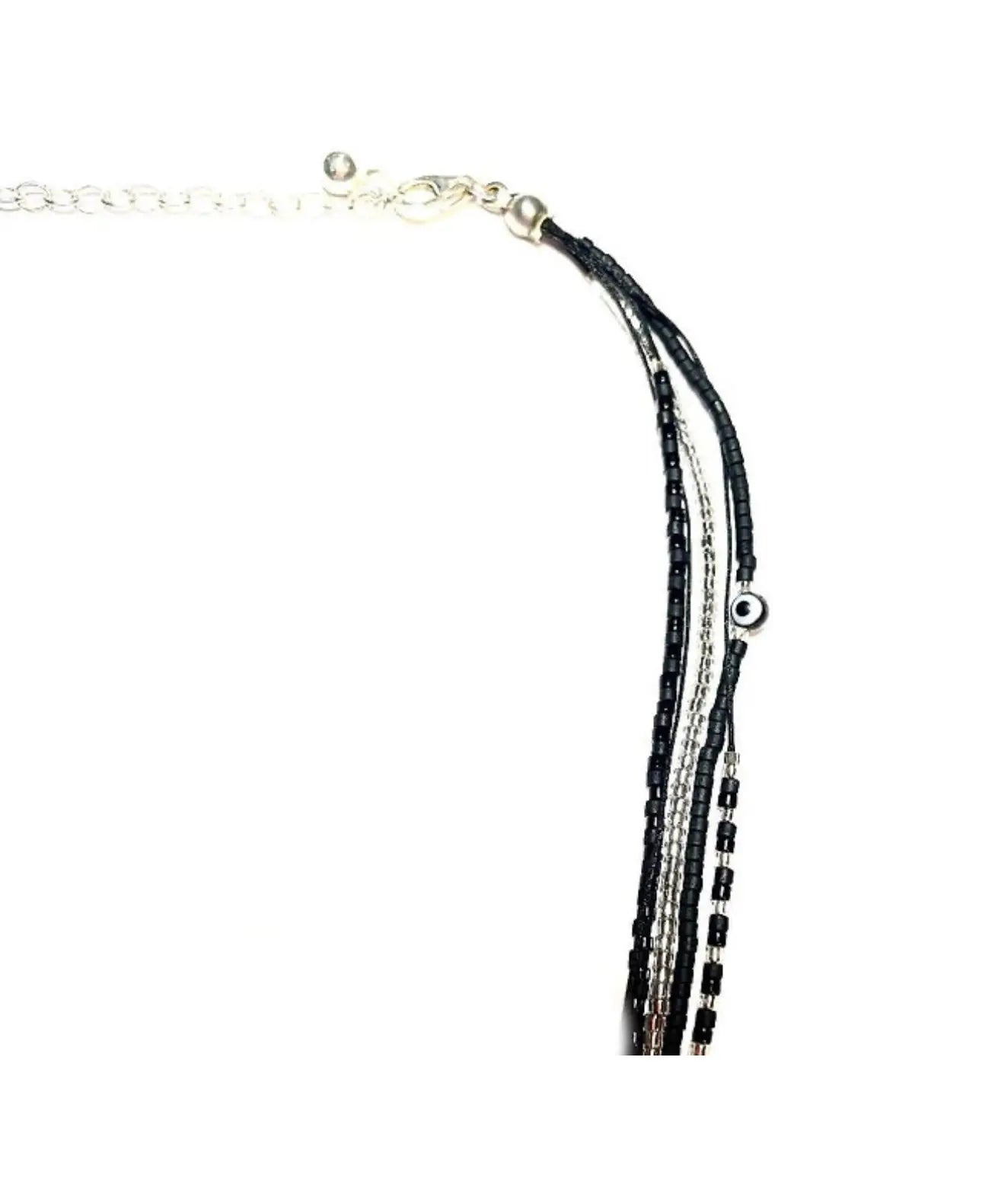Manchette multi tours en Argent 925 "Le Black Eyes" - Mahana Bijoux