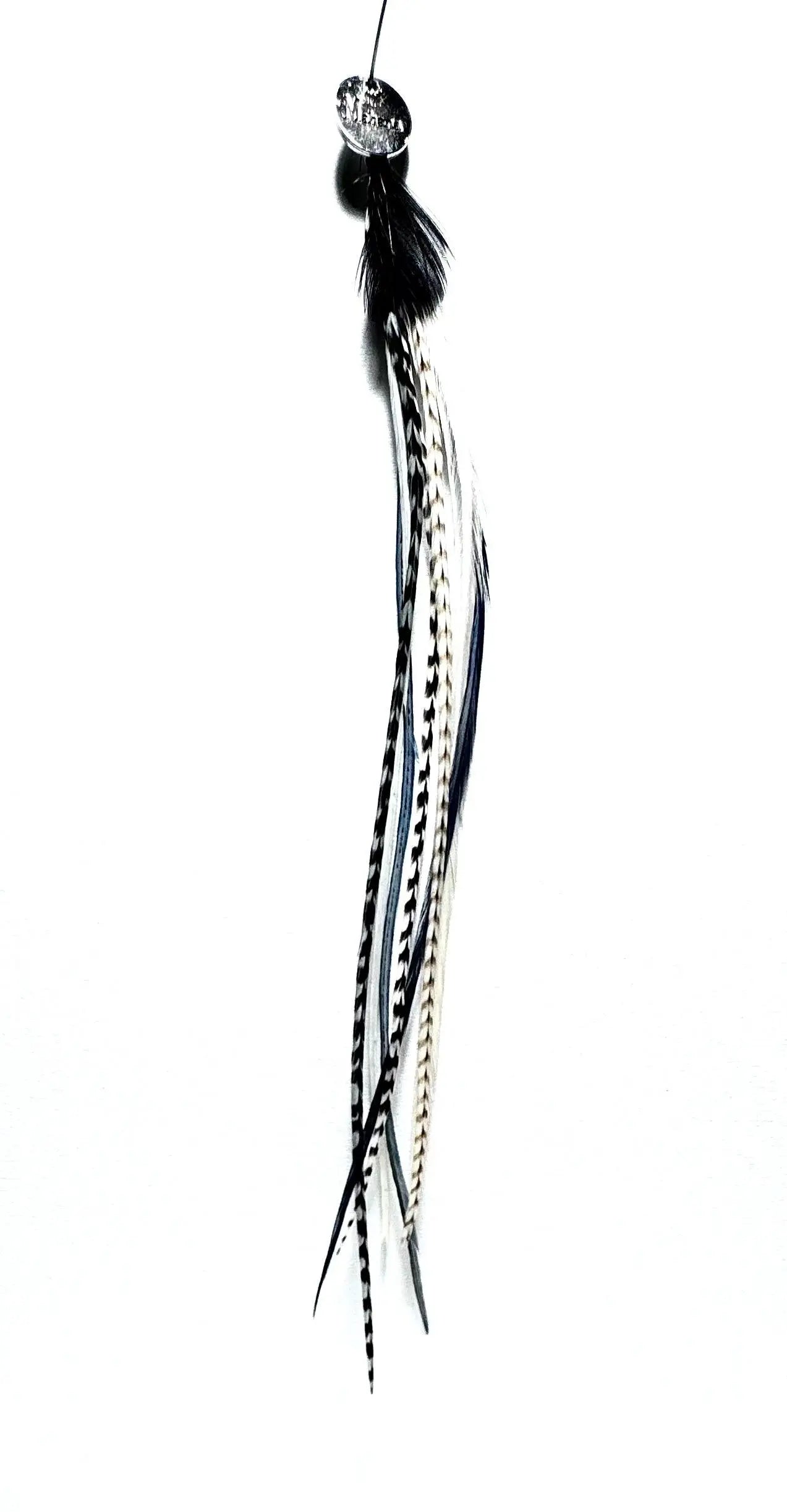 Boucle d’oreille en plumes naturelles blanc /Noir/Jean - Mahana Bijoux