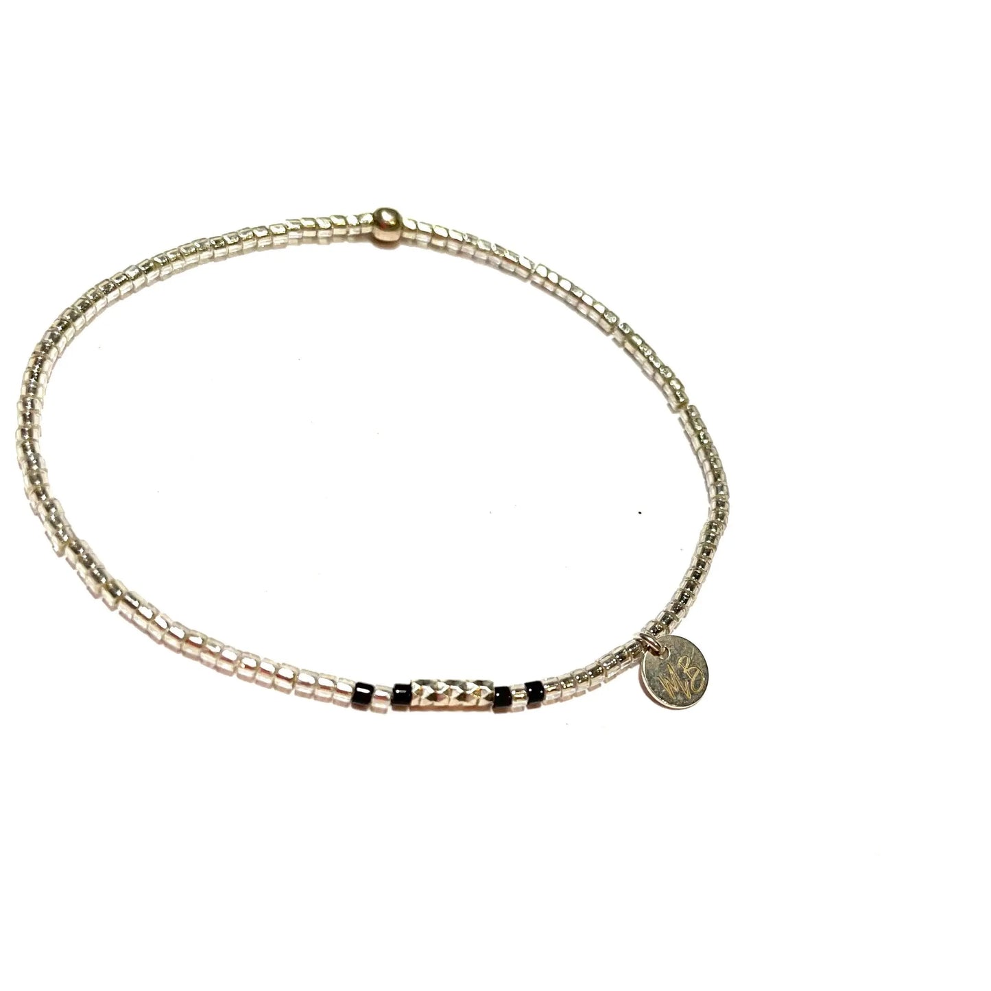 Bracelet Elastique Argent 925 Noir Circle - Mahana Bijoux