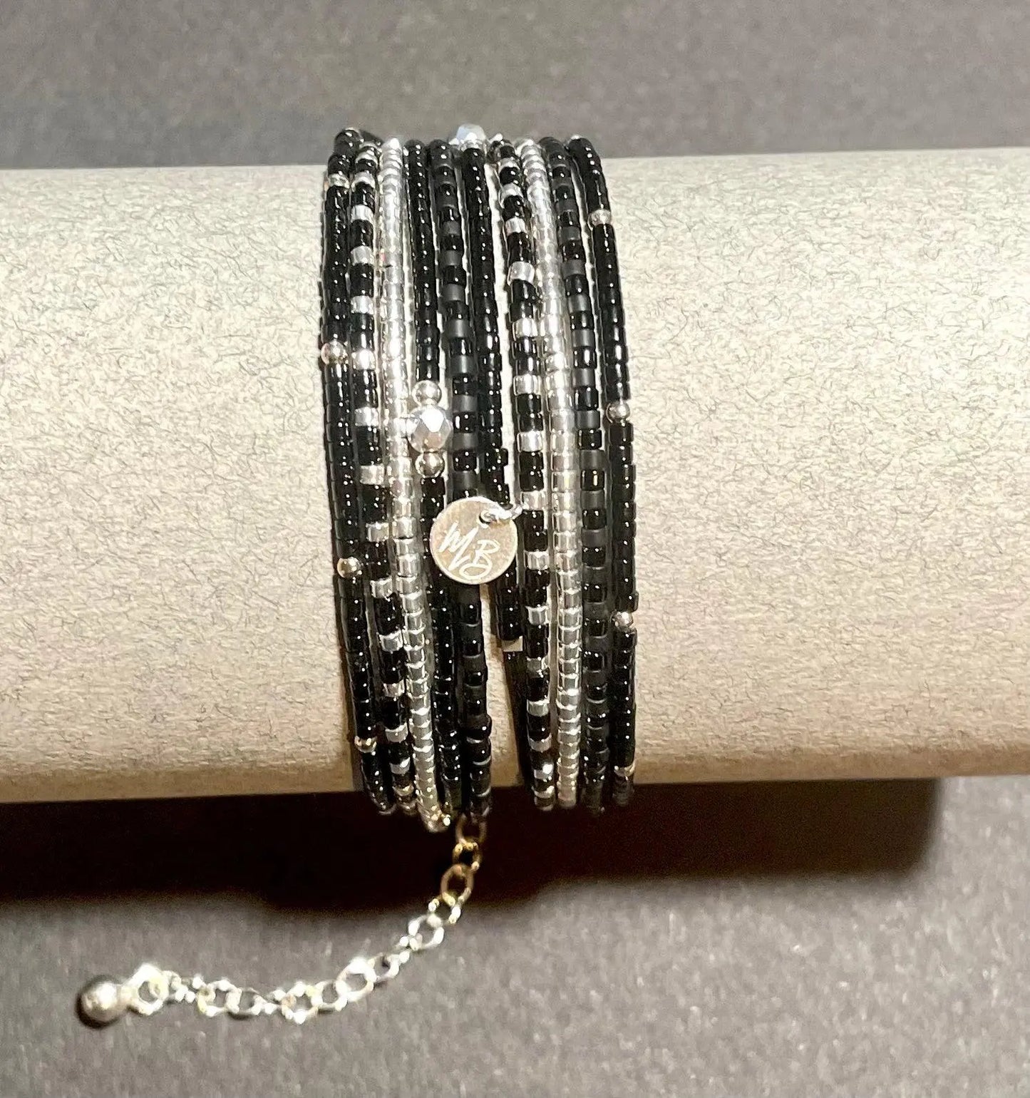 Manchette multi tours en Argent 925 Le Classic Black - Mahana Bijoux