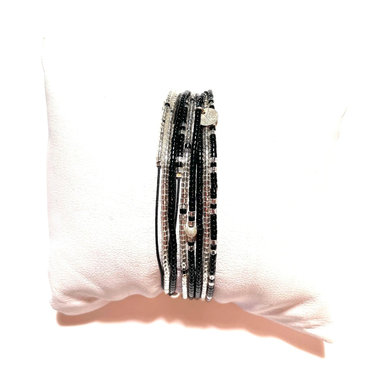Bracelet multi tours noir et argent 925 “L’Atlanta” - Mahana Bijoux