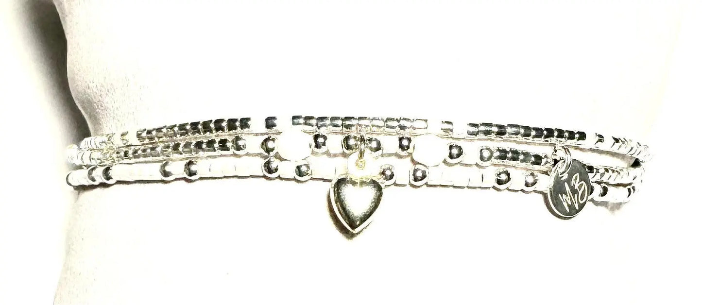 Bracelet multi tours en Argent 925 “Sweet Heart” - Mahana Bijoux