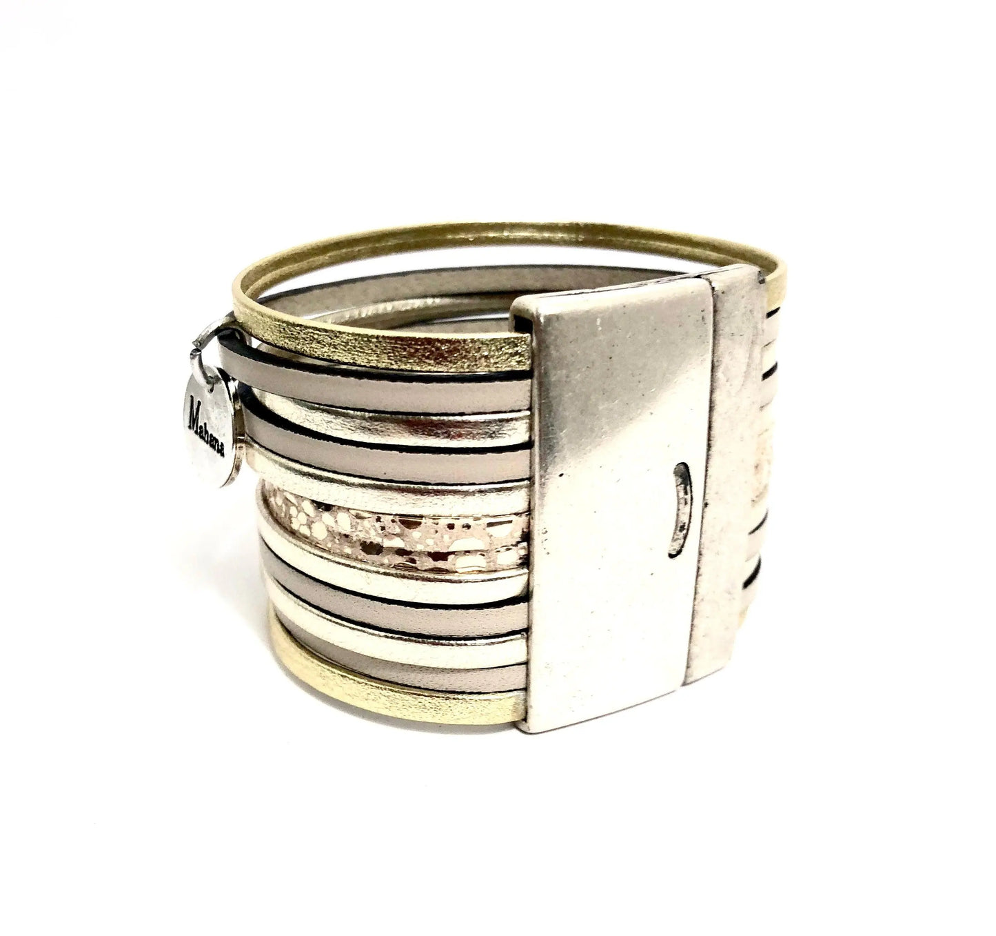 Manchette multi liens en cuir Sweet Gold - Mahana Bijoux