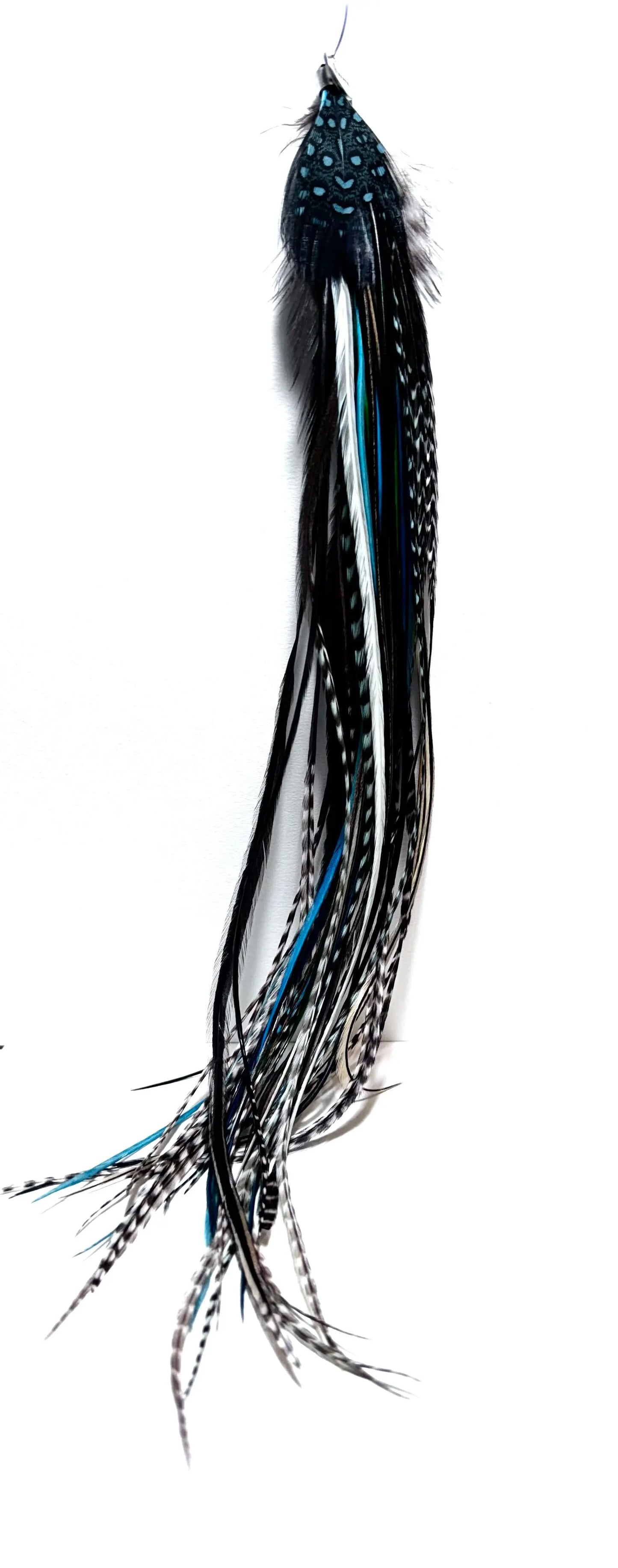 Boucle D'oreille XXL en plumes "Blue Rainbow " - Mahana Bijoux