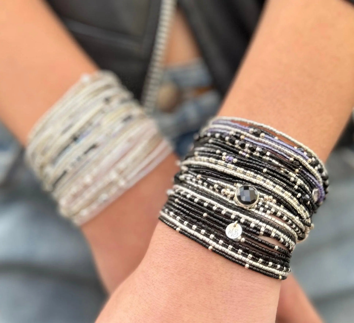 Manchette multi tours en Argent 925 Le Classic Black - Mahana Bijoux