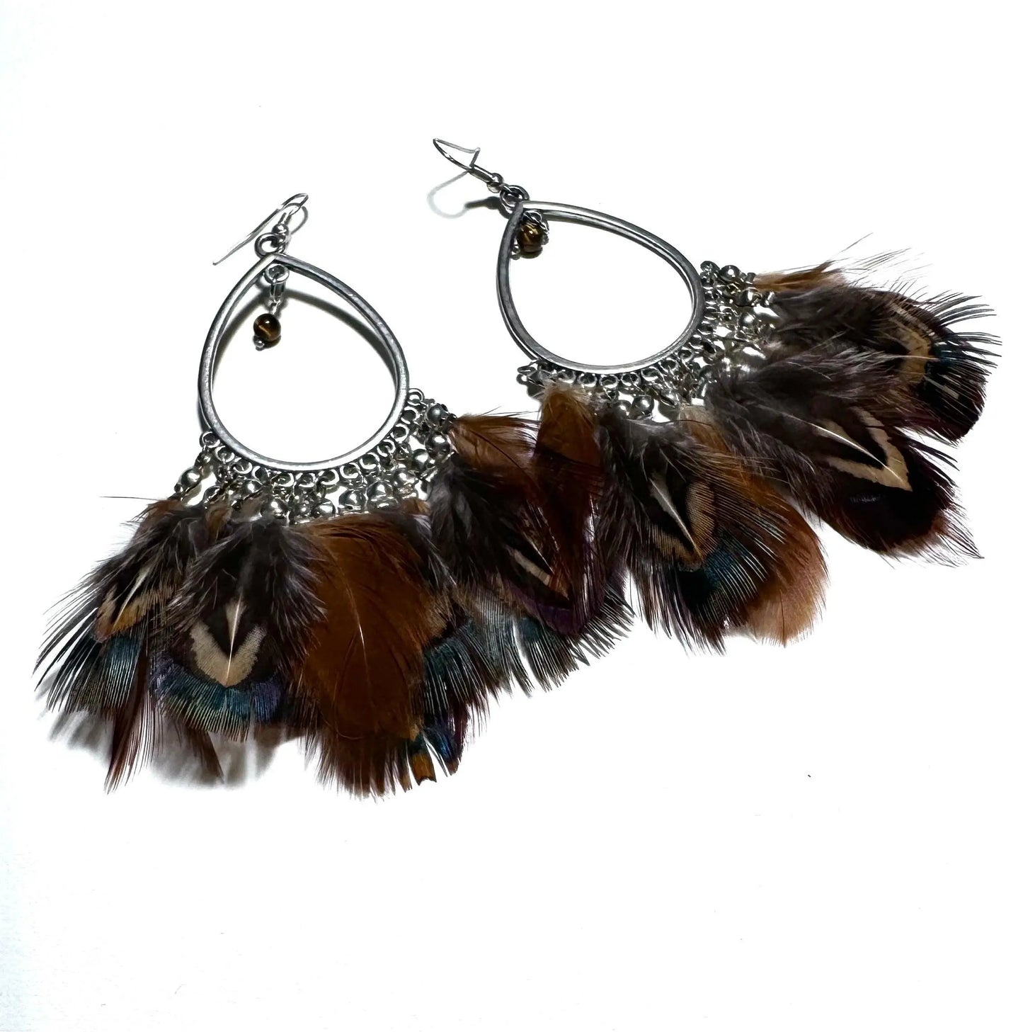 Paire de boucles d’oreilles en plumes naturelles - Mahana Bijoux