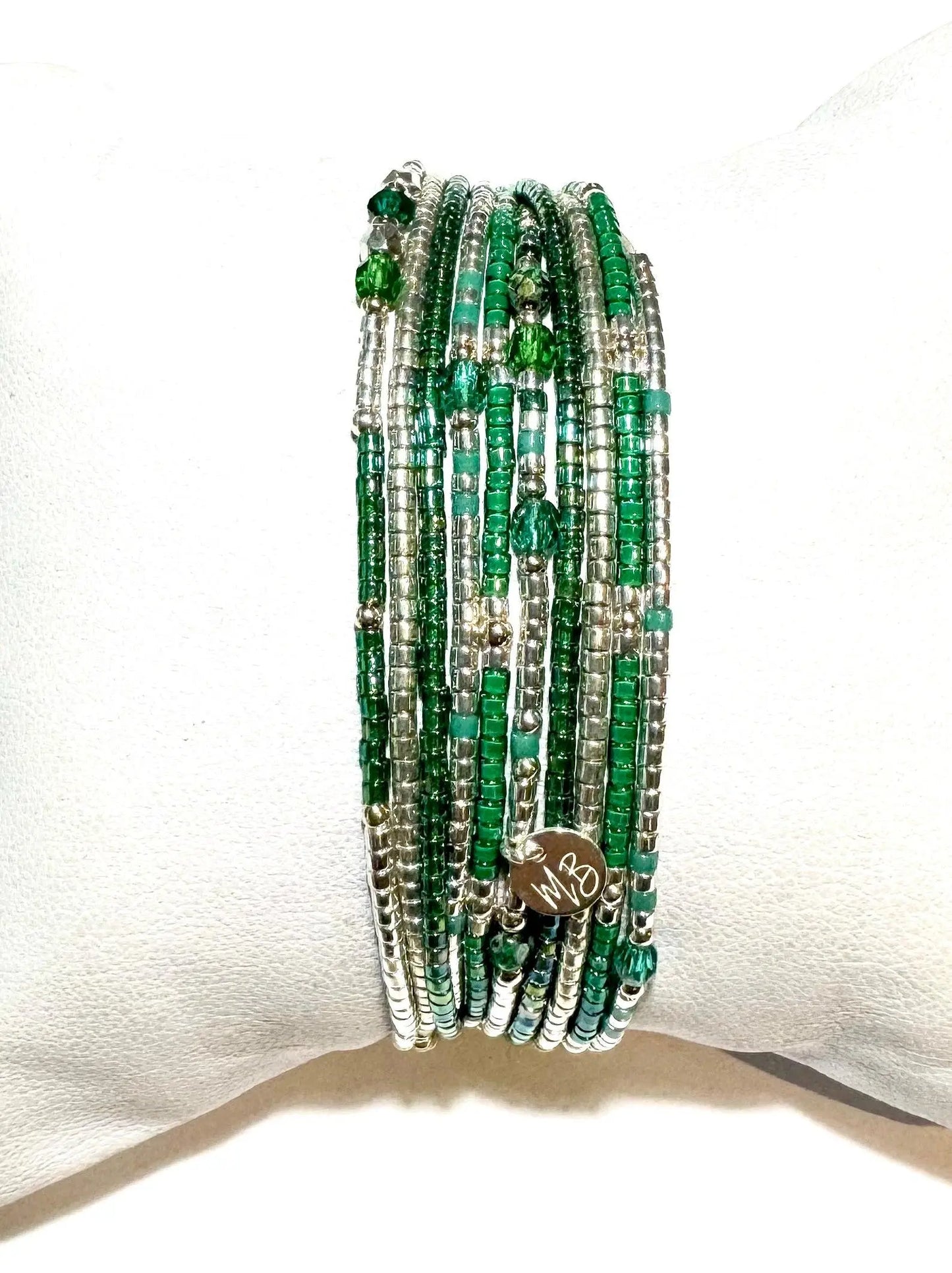 Bracelet Manchette Multi -Rangs en argent 925 “Lady Green” - Mahana Bijoux