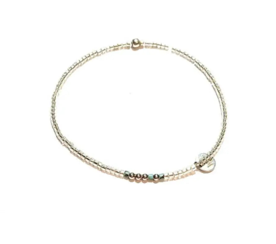 Bracelet Elastique Argent 925 et Miyuki Turquoise - Mahana Bijoux