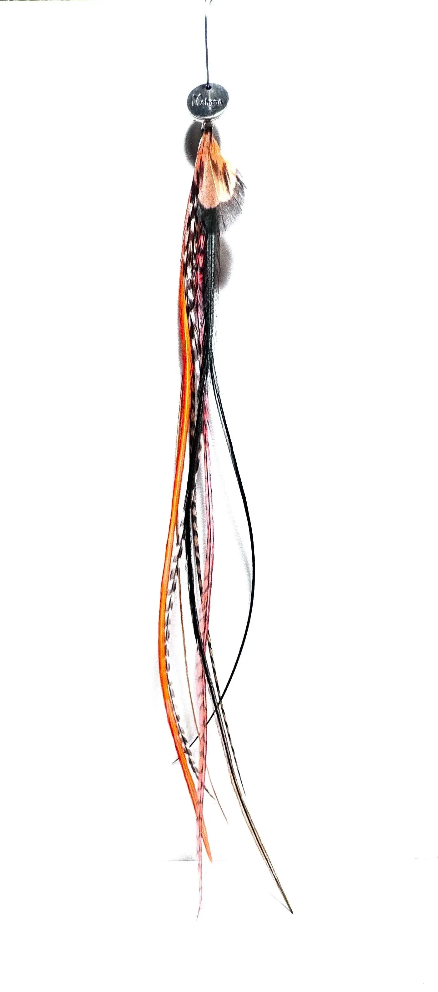 Boucle d’oreille plumes oranges et naturelles - Mahana Bijoux