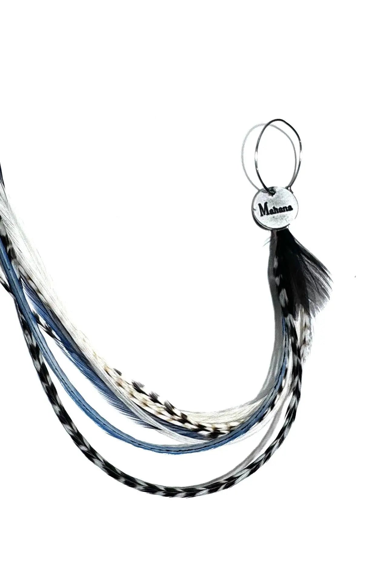 Boucle d’oreille en plumes naturelles blanc /Noir/Jean - Mahana Bijoux