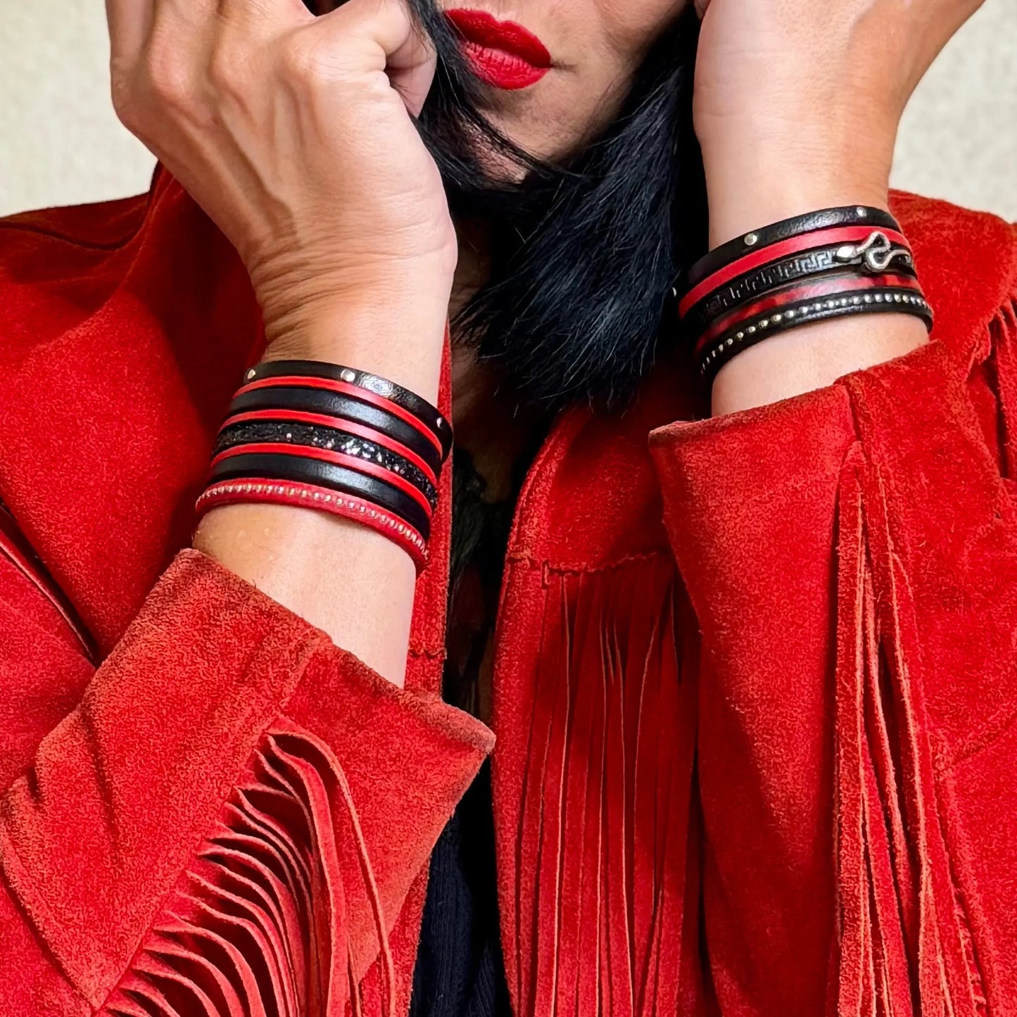 Manchette en Cuir Red Love