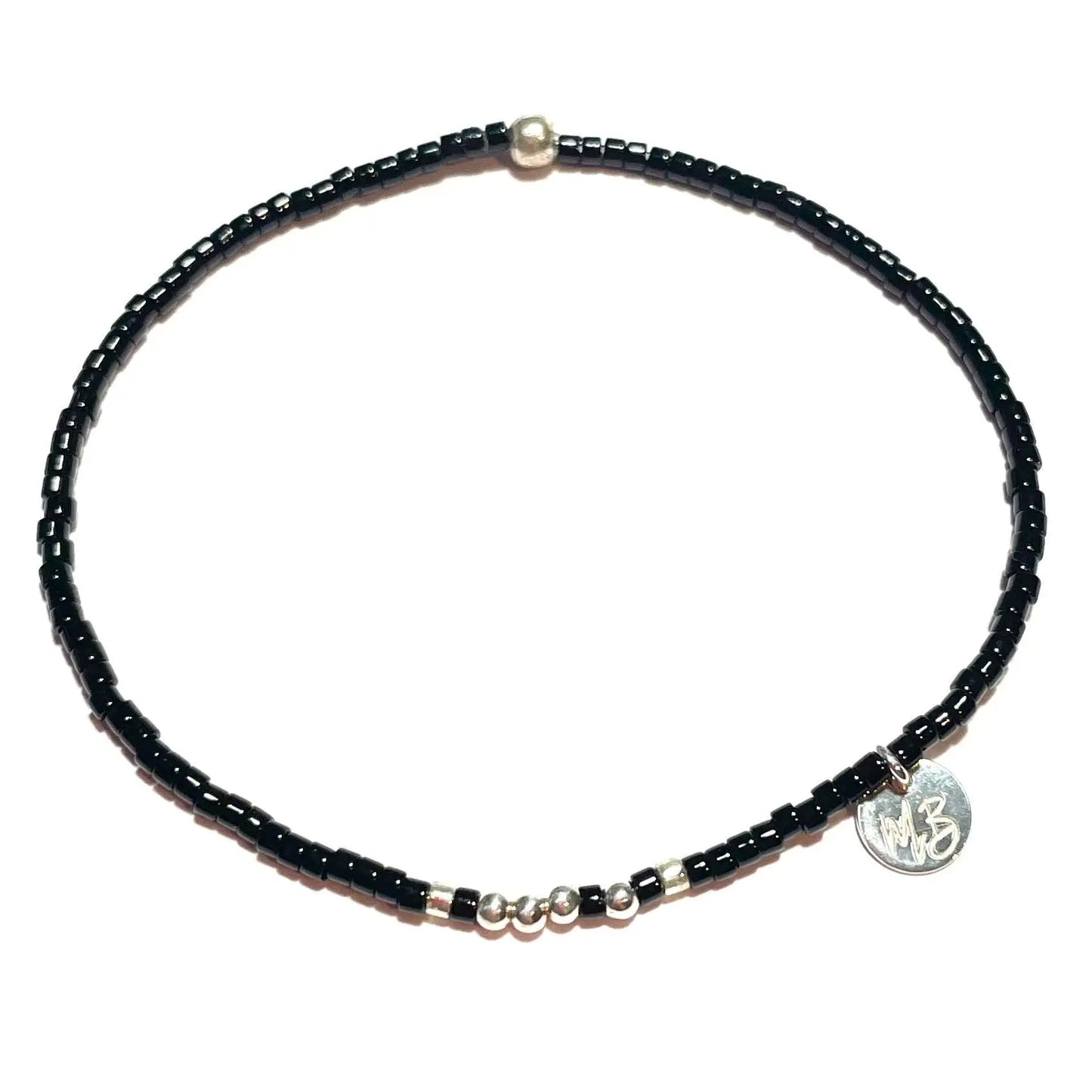 Bracelet Elastique Argent 925 Noir - Mahana Bijoux