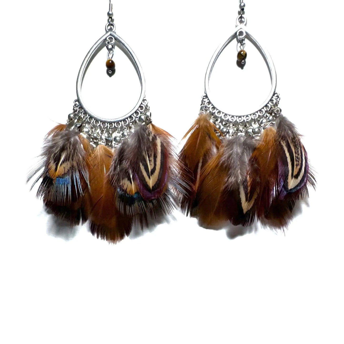 Paire de boucles d’oreilles en plumes naturelles - Mahana Bijoux