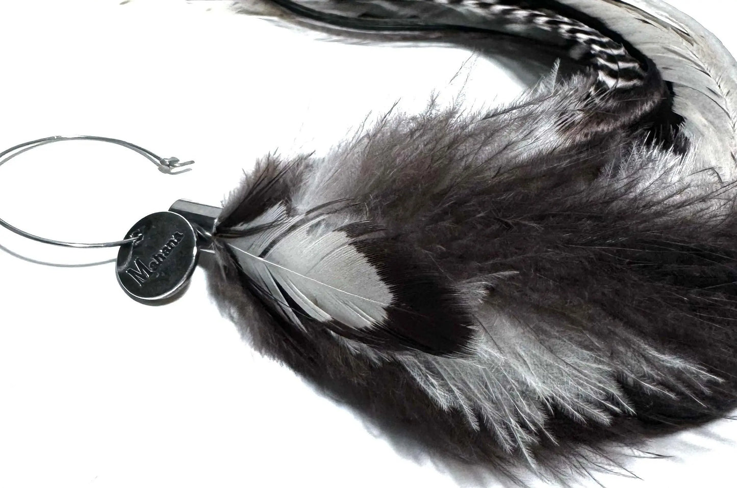 Boucle d'oreille en plumes naturelles XXL - Mahana Bijoux