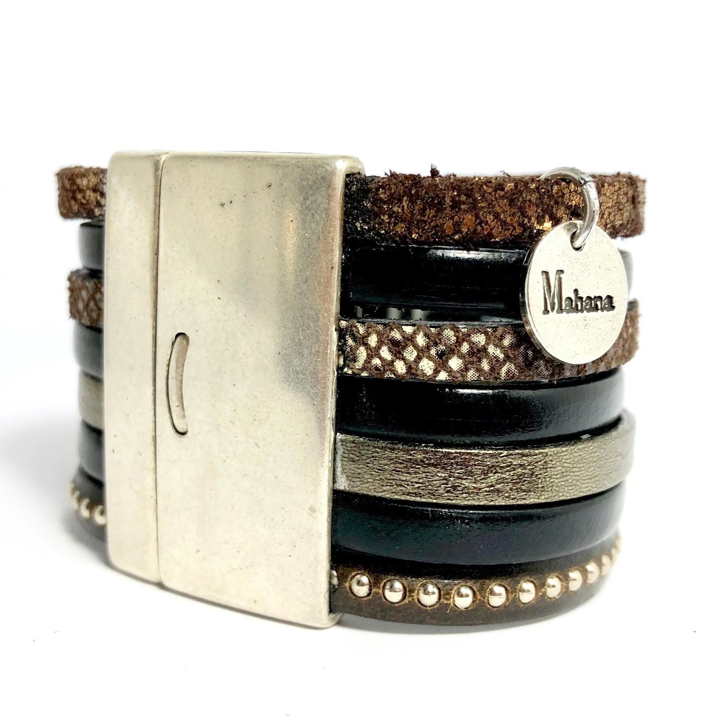 Manchette multi liens en cuir Dreamcatcher - Mahana Bijoux