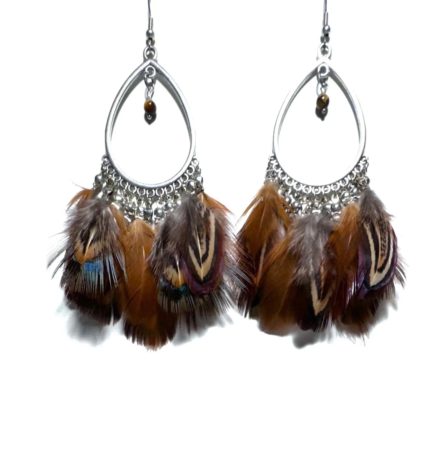 Paire de boucles d’oreilles en plumes naturelles - Mahana Bijoux