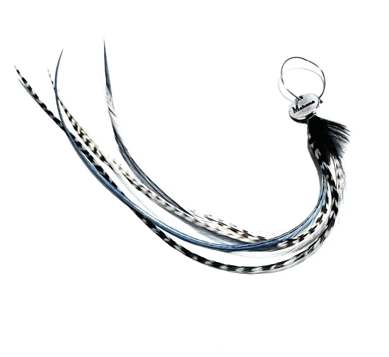 Boucle d’oreille en plumes naturelles blanc /Noir/Jean - Mahana Bijoux