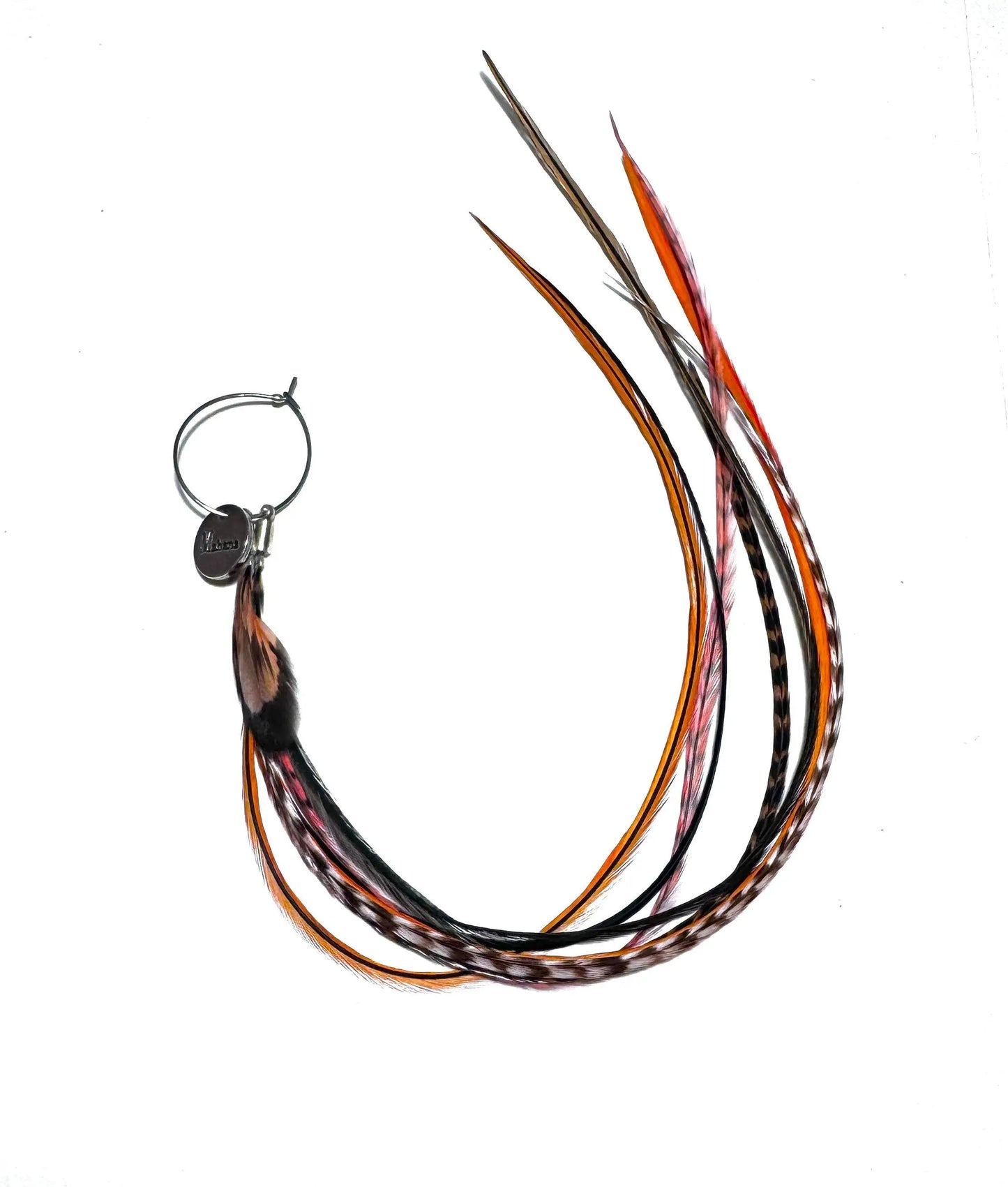 Boucle d’oreille plumes oranges et naturelles - Mahana Bijoux