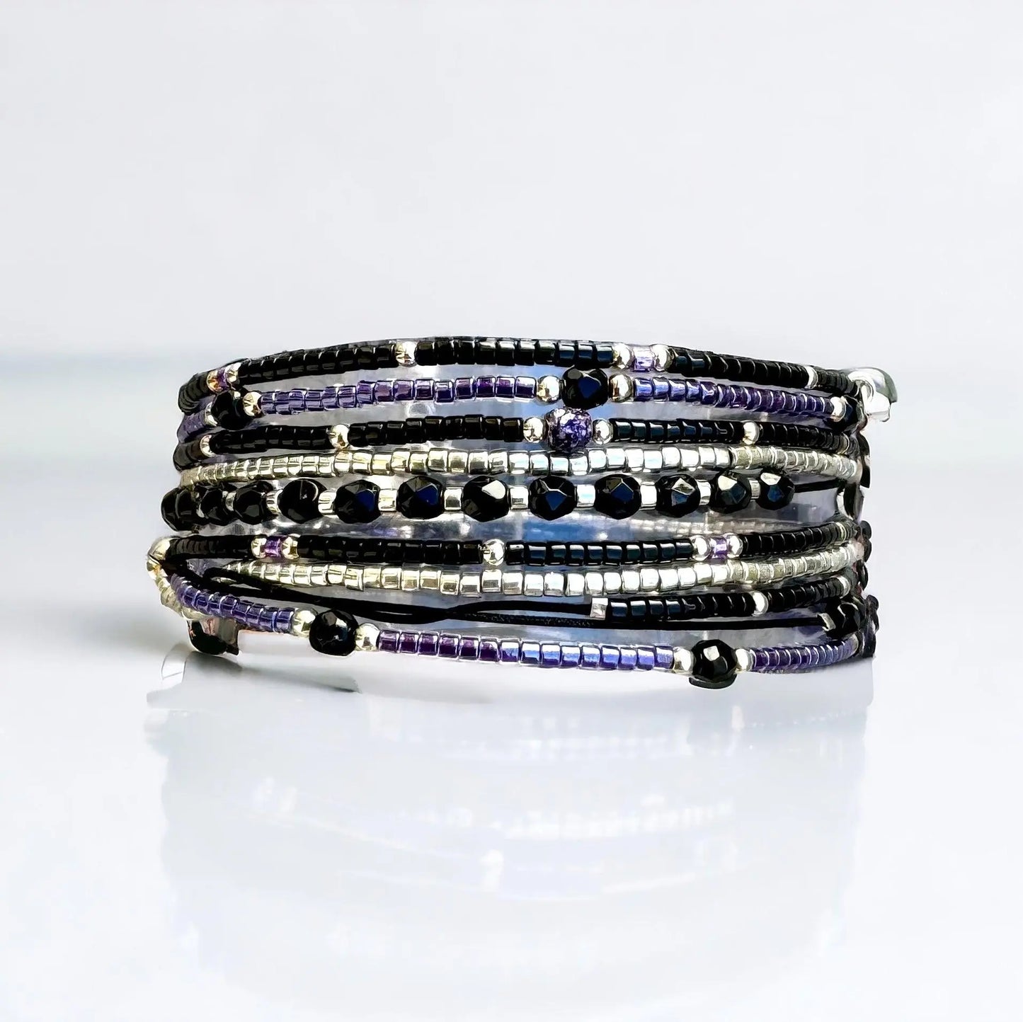 Bracelet multi rangs en argent “Purple Rain” - Mahana Bijoux
