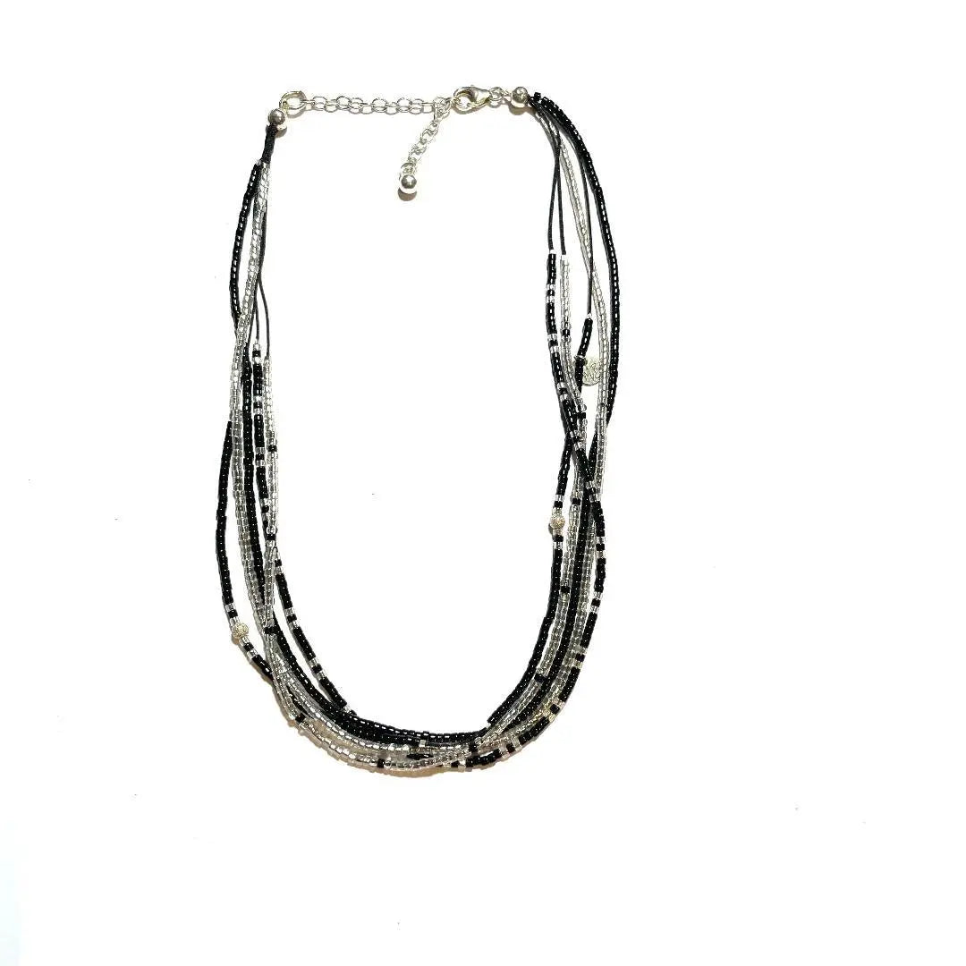 Bracelet multi tours noir et argent 925 “L’Atlanta” - Mahana Bijoux