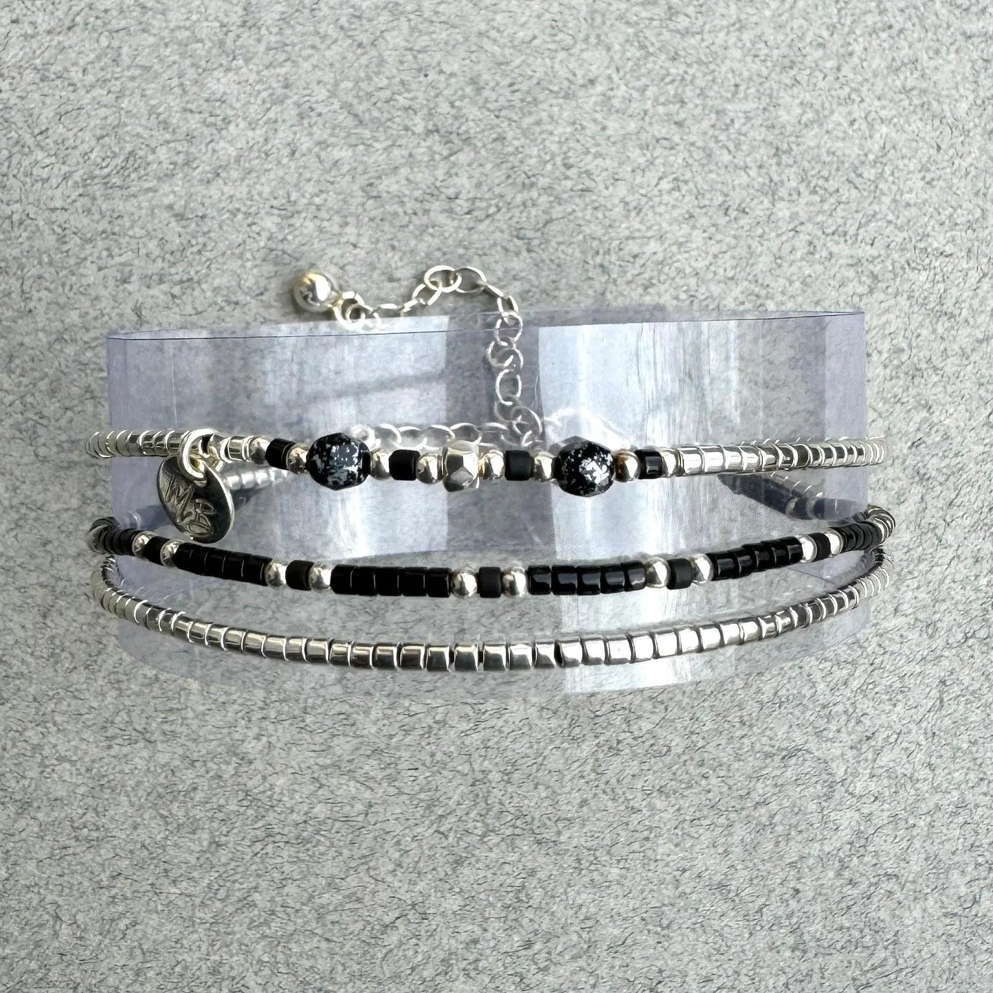 Bracelet 3 rangs en argent 925 “Black II” - Mahana Bijoux