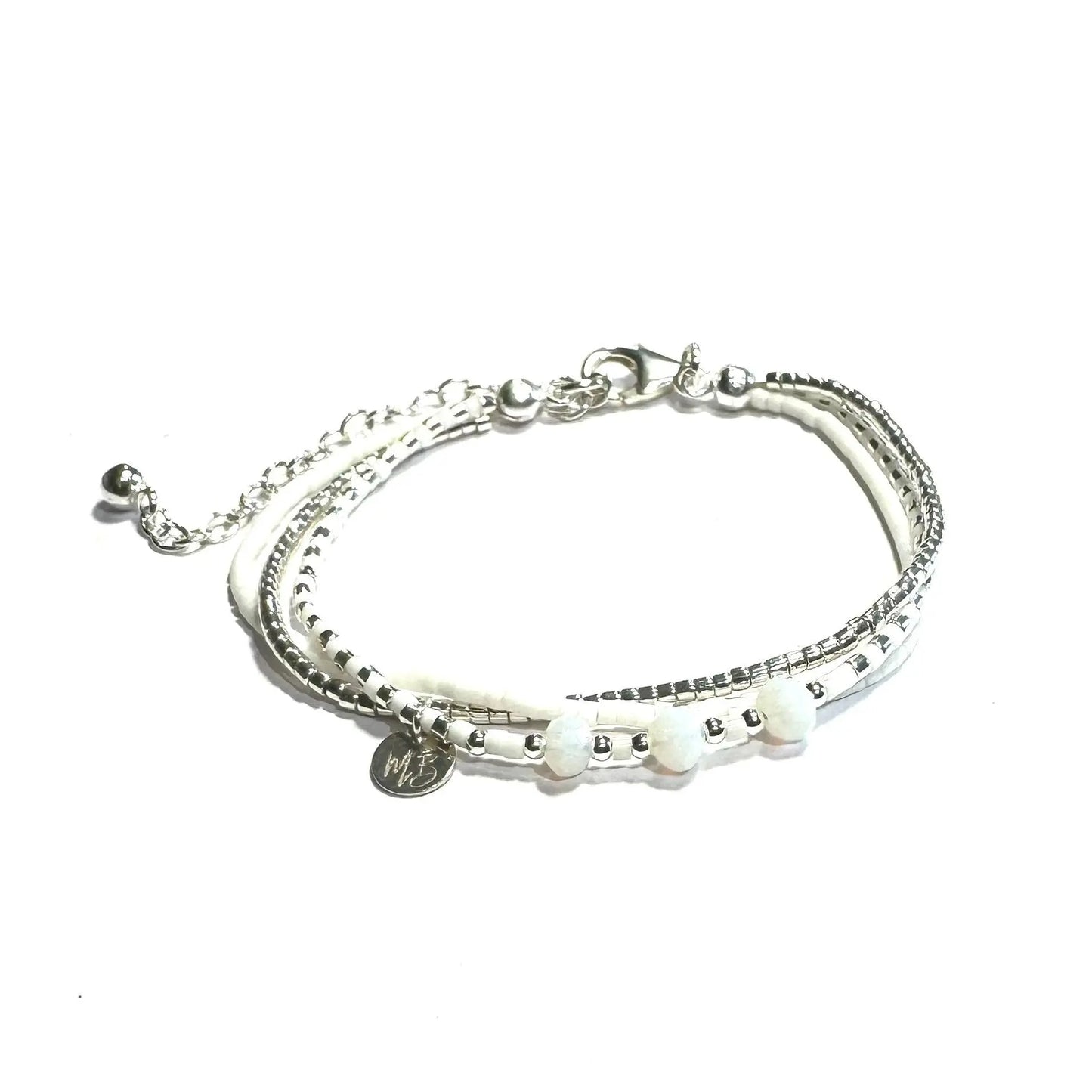 Bracelet 3 rangs en argent 925 | Opale