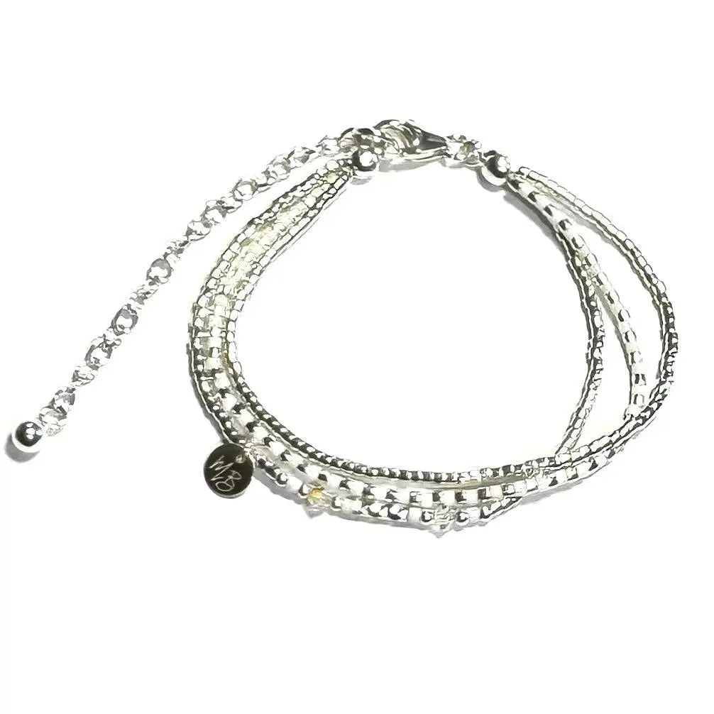 Bracelet en argent 925 sur 3 rangs | Blanc