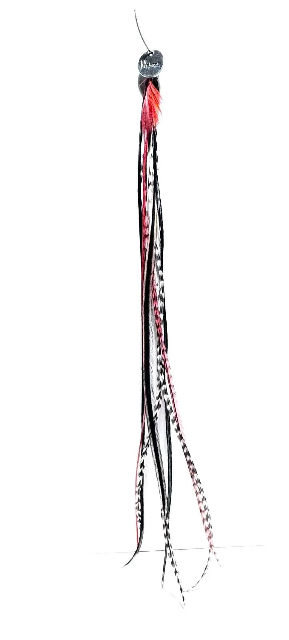 Boucle d’oreille en plumes Rouge/noir/blanc - Mahana Bijoux