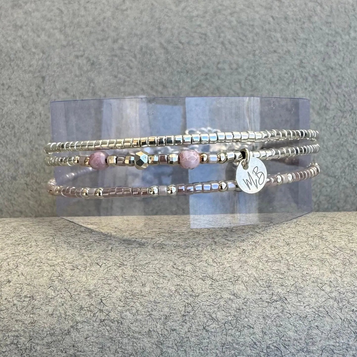 Bracelet 3 rangs en argent 925 “Sweet Pink ” - Mahana Bijoux