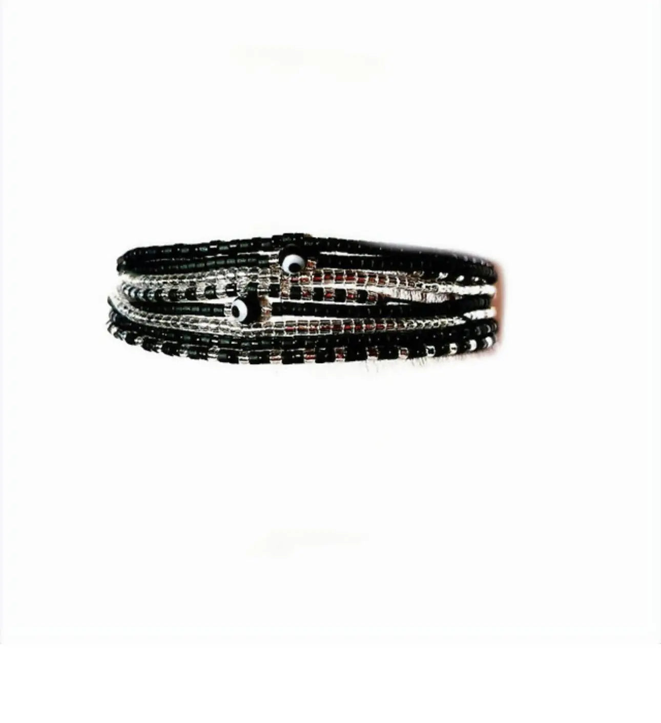 Manchette multi tours en Argent 925 "Le Black Eyes" - Mahana Bijoux