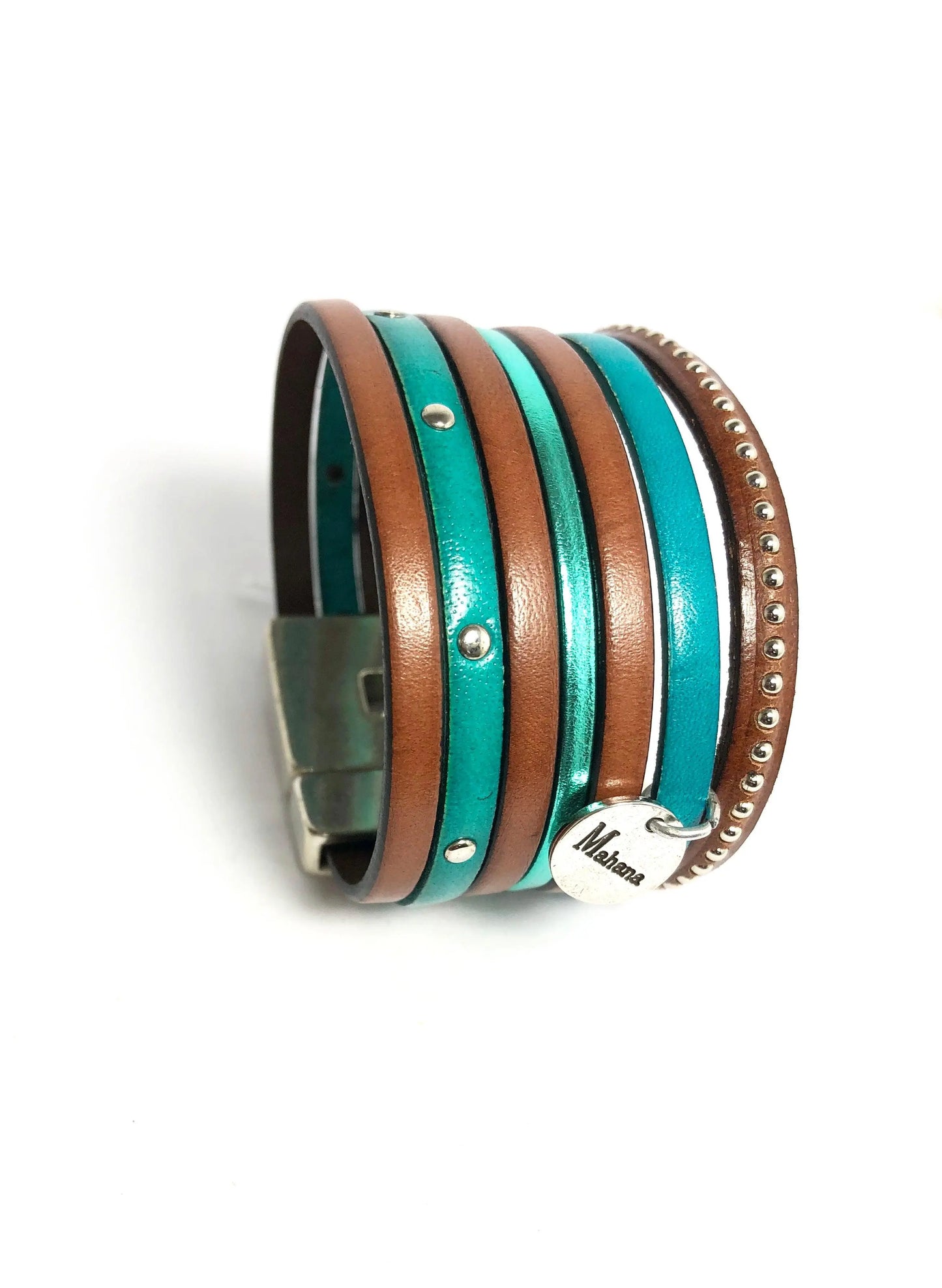 Bracelet en cuir multi liens Navajos - Mahana Bijoux