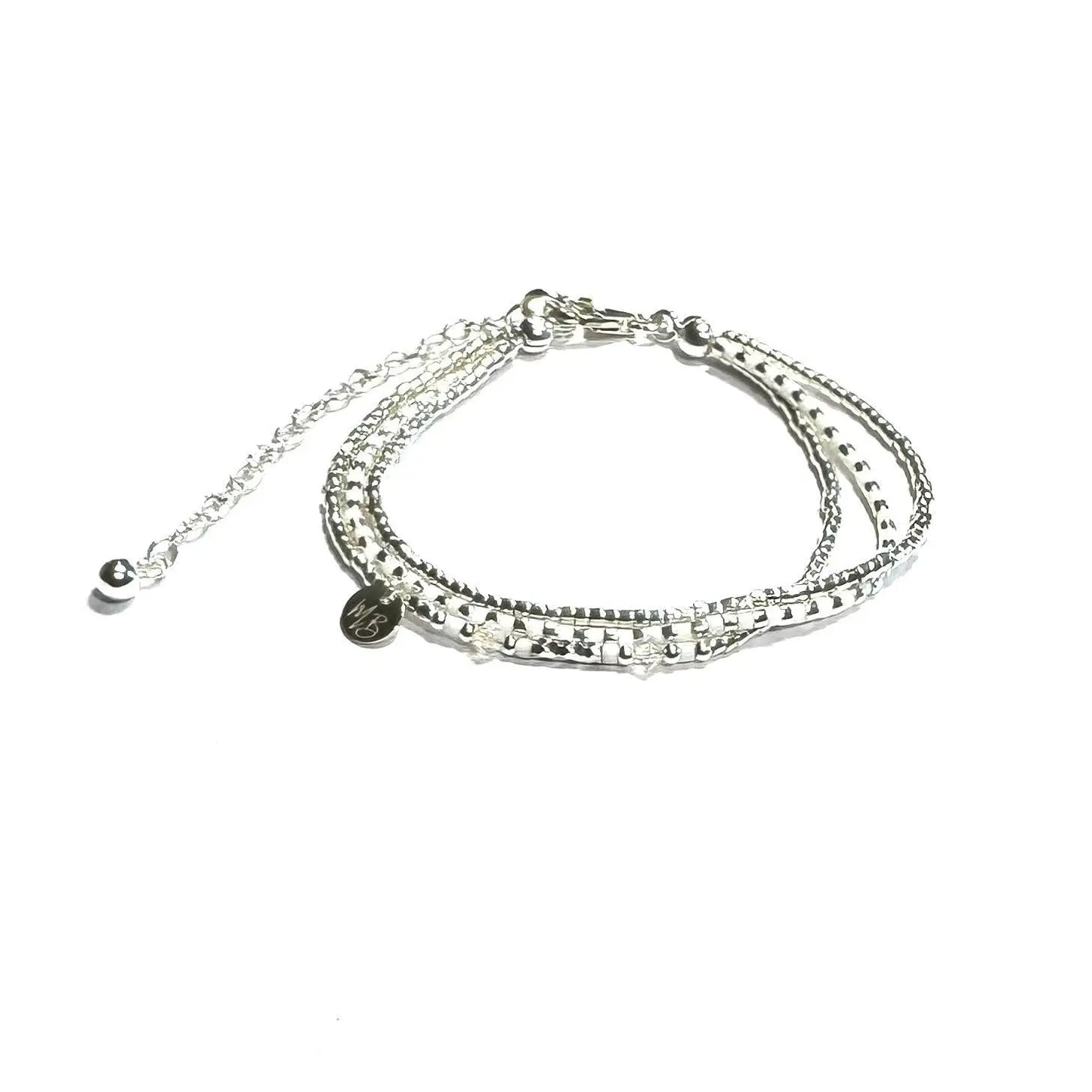 Bracelet en argent 925 sur 3 rangs | Blanc