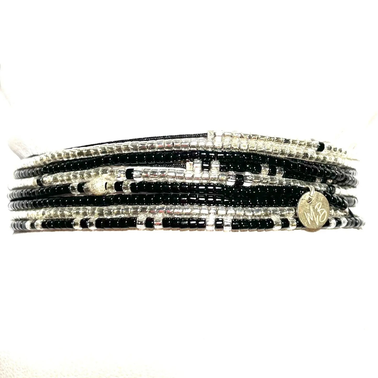 Bracelet multi tours noir et argent 925 “L’Atlanta” - Mahana Bijoux