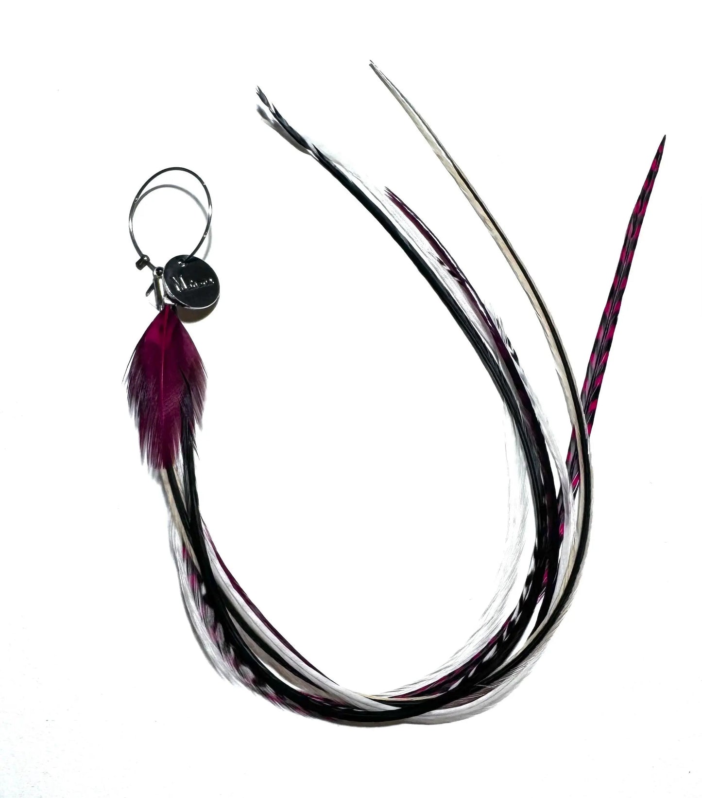 Boucle d’oreille plumes rouge noire et blanche - Mahana Bijoux