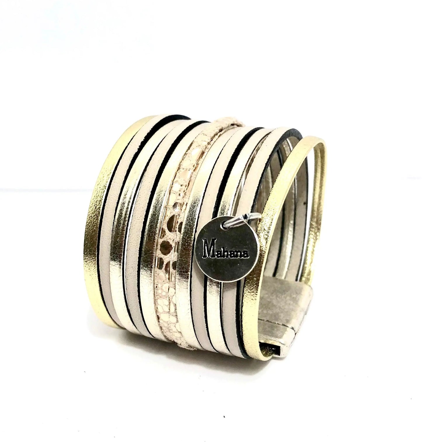 Manchette multi liens en cuir Sweet Gold - Mahana Bijoux