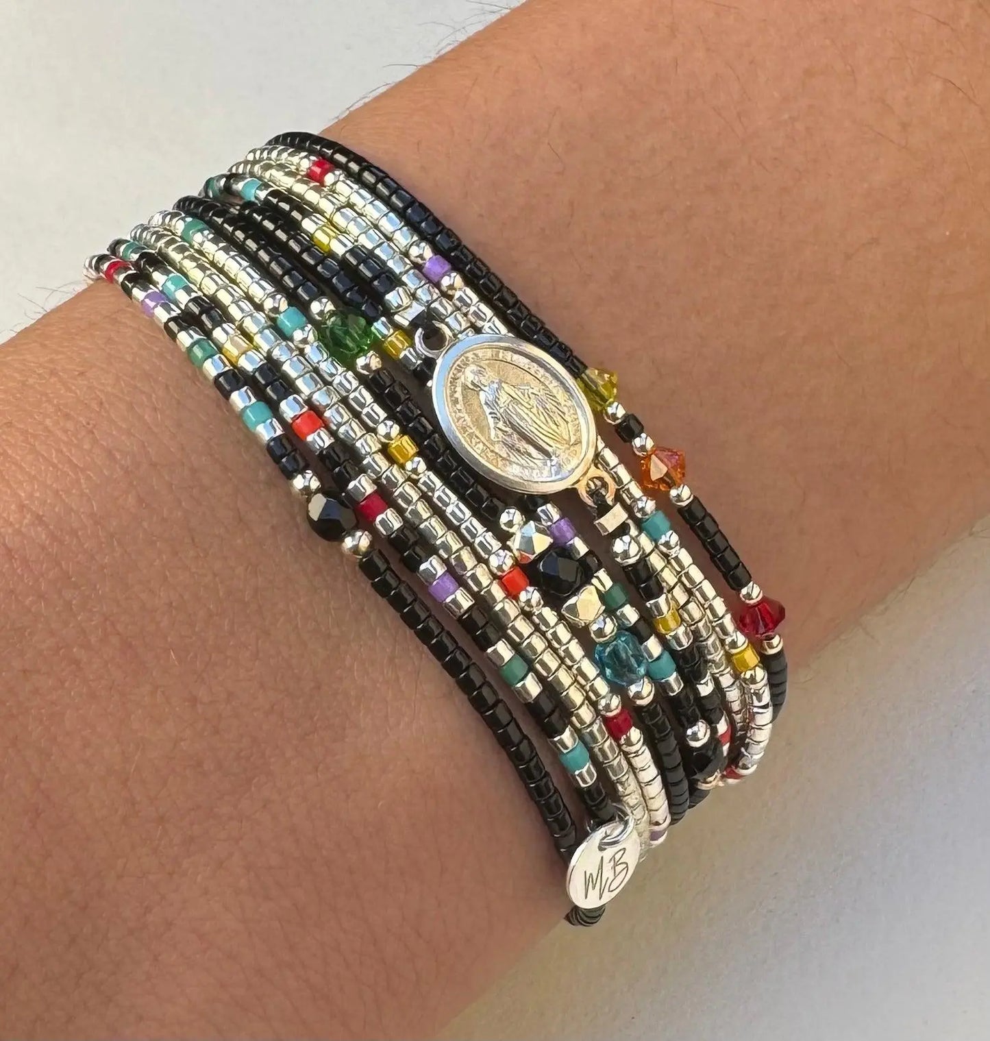 Bracelet multi tours en argent “Rainbow Virgin” - Mahana Bijoux