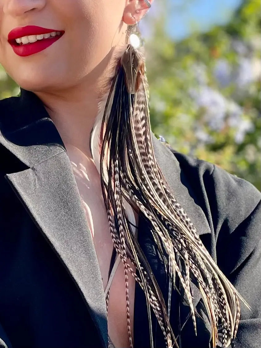 Boucle d’oreille Solo de plumes "Safari" - Mahana Bijoux