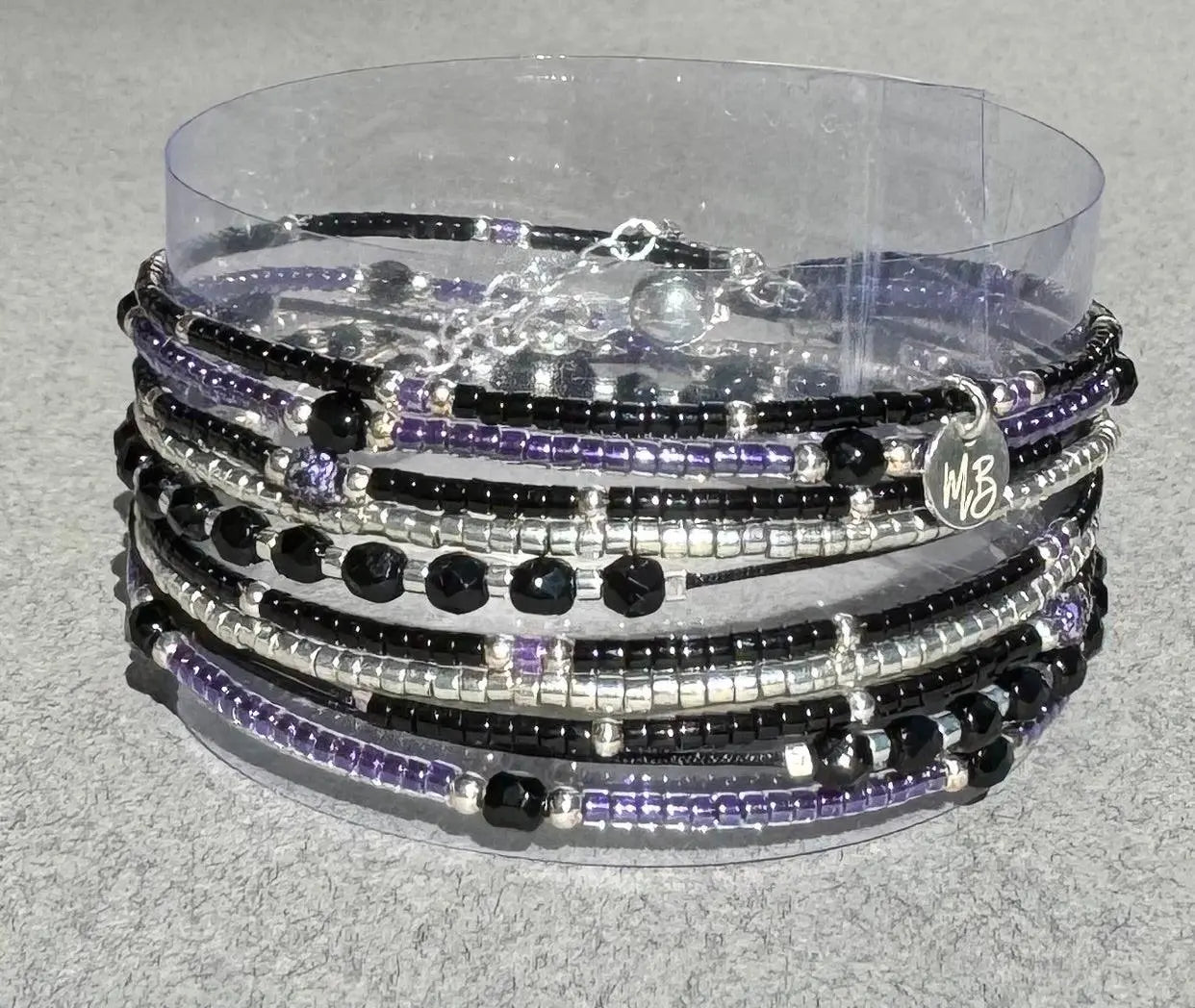 Bracelet multi rangs en argent “Purple Rain” - Mahana Bijoux