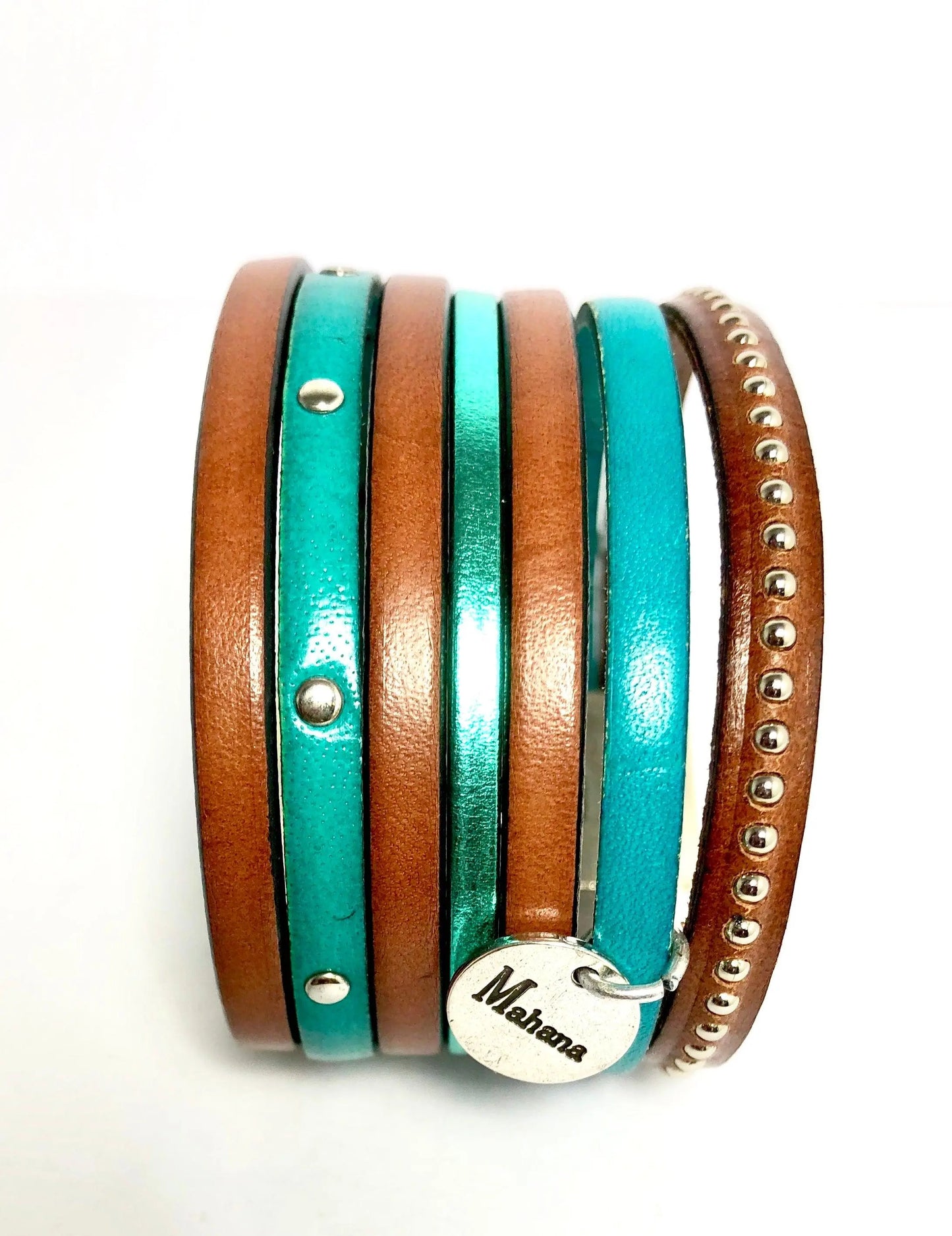 Bracelet en cuir multi liens Navajos - Mahana Bijoux