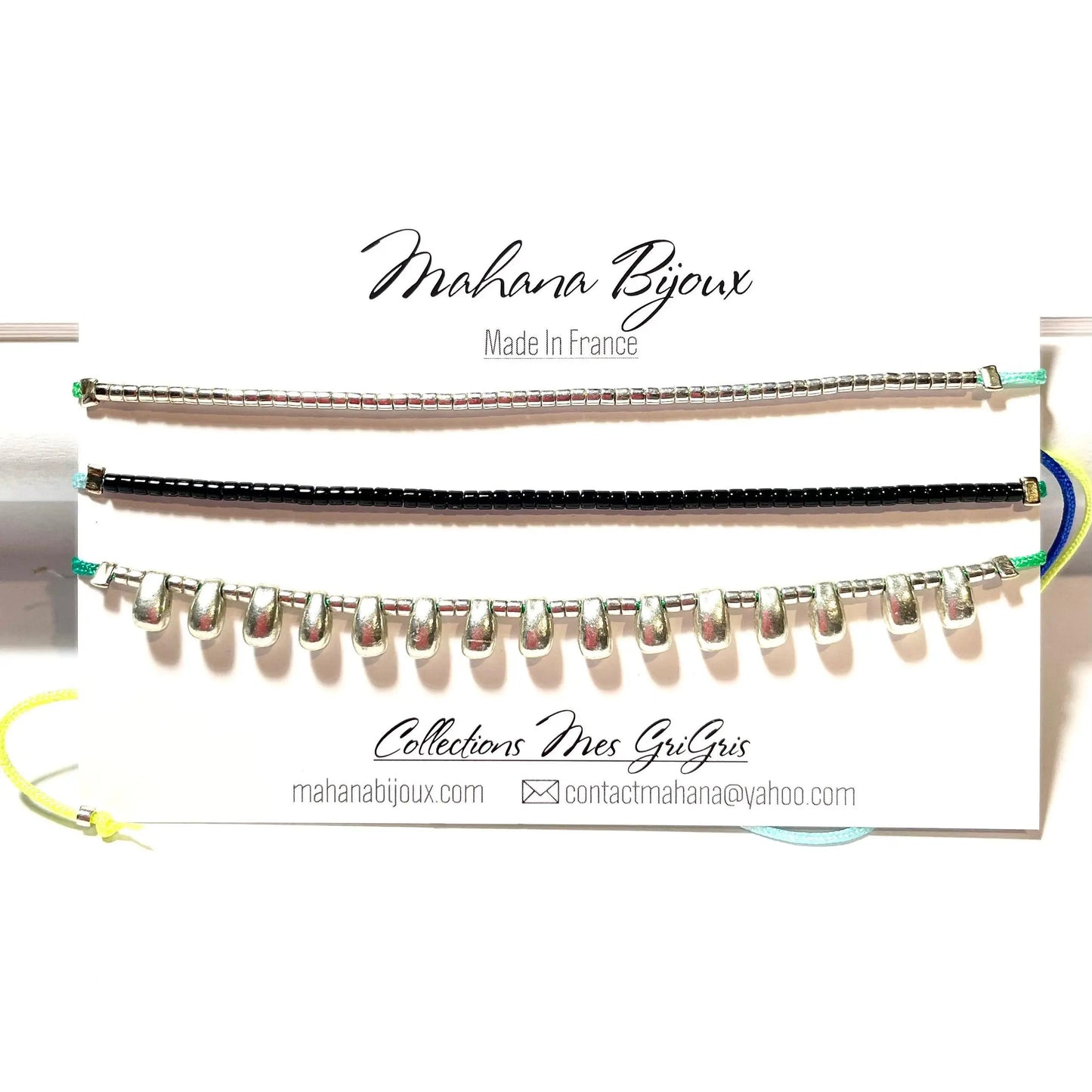Carte 3 bracelets en argent 925 réglables “Milla” - Mahana Bijoux