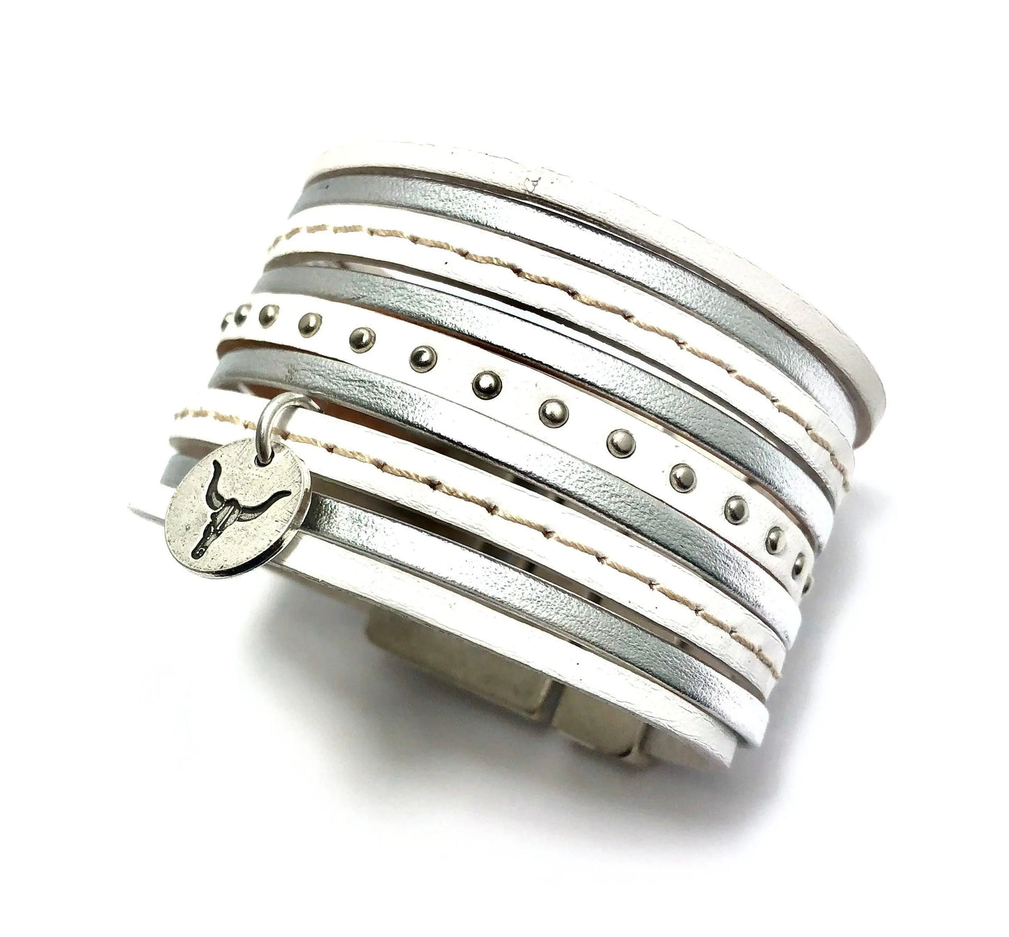 Manchette |Bracelet en cuir blanc "Soho"