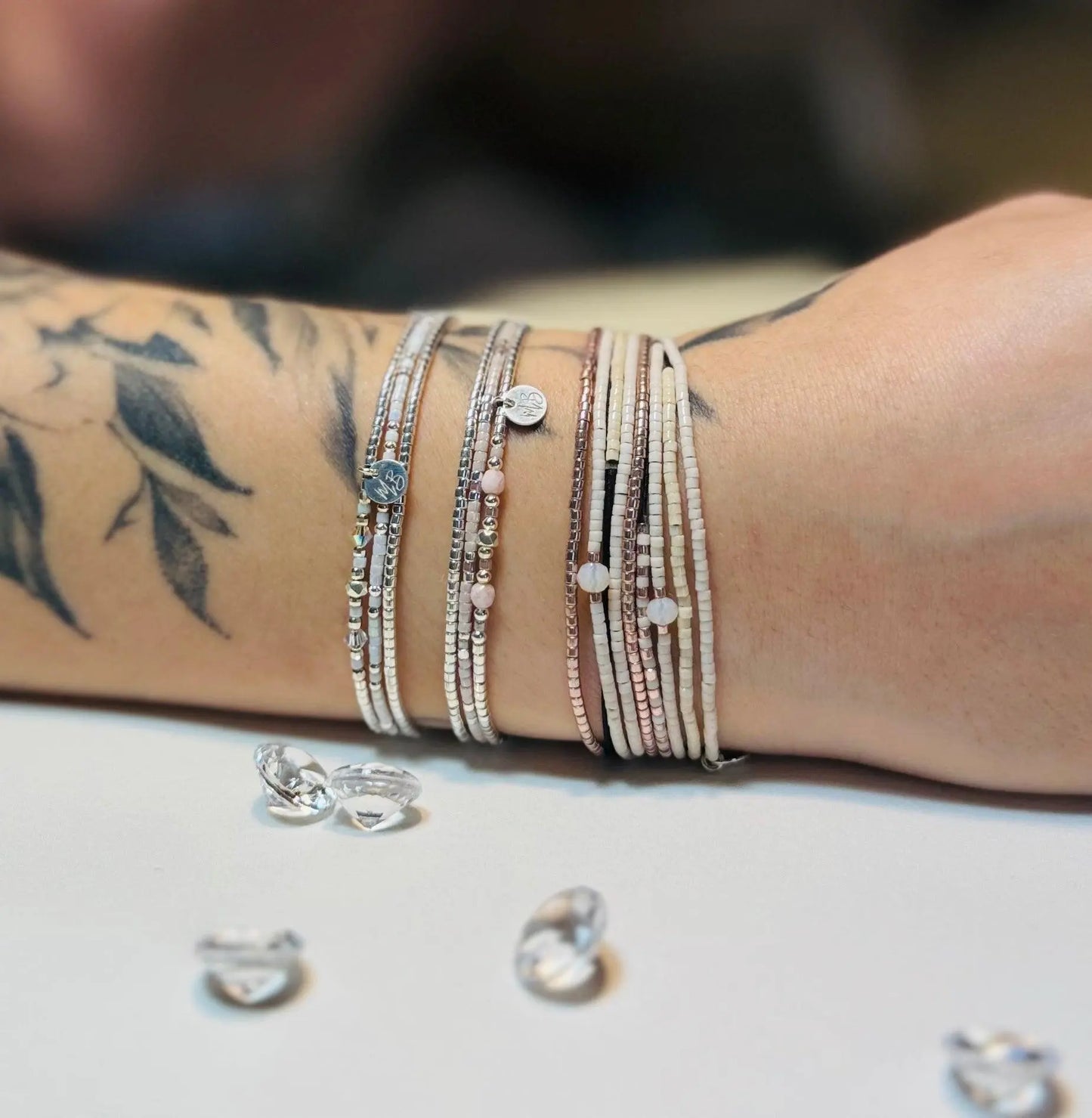Bracelet 3 rangs en argent 925 “Sweet Pink ” - Mahana Bijoux