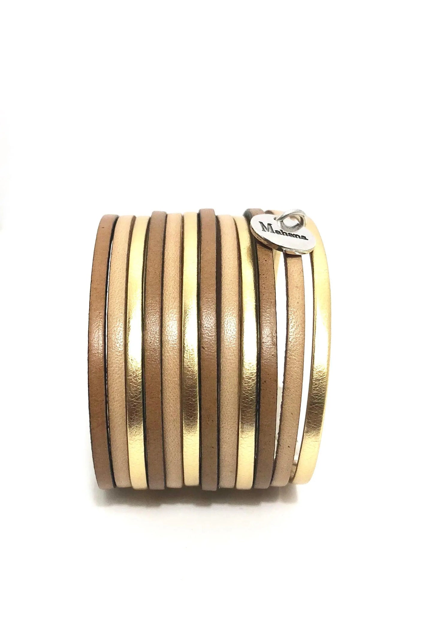 Manchette multi liens en cuir Oslo - Mahana Bijoux