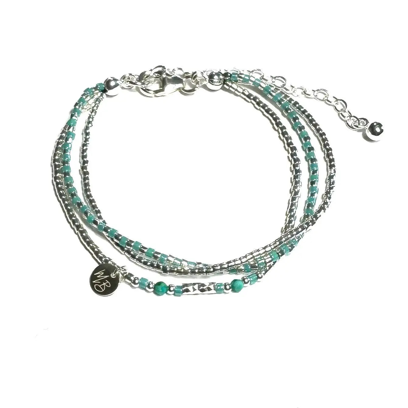 Bracelets ajustable 3 rangs en argent 925 et perles du Pérou