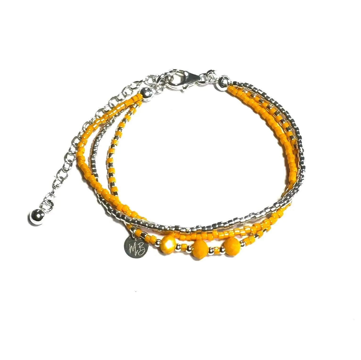 Bracelet en argent 925 3 rangs avec chaine d'extension. Fabrication française.