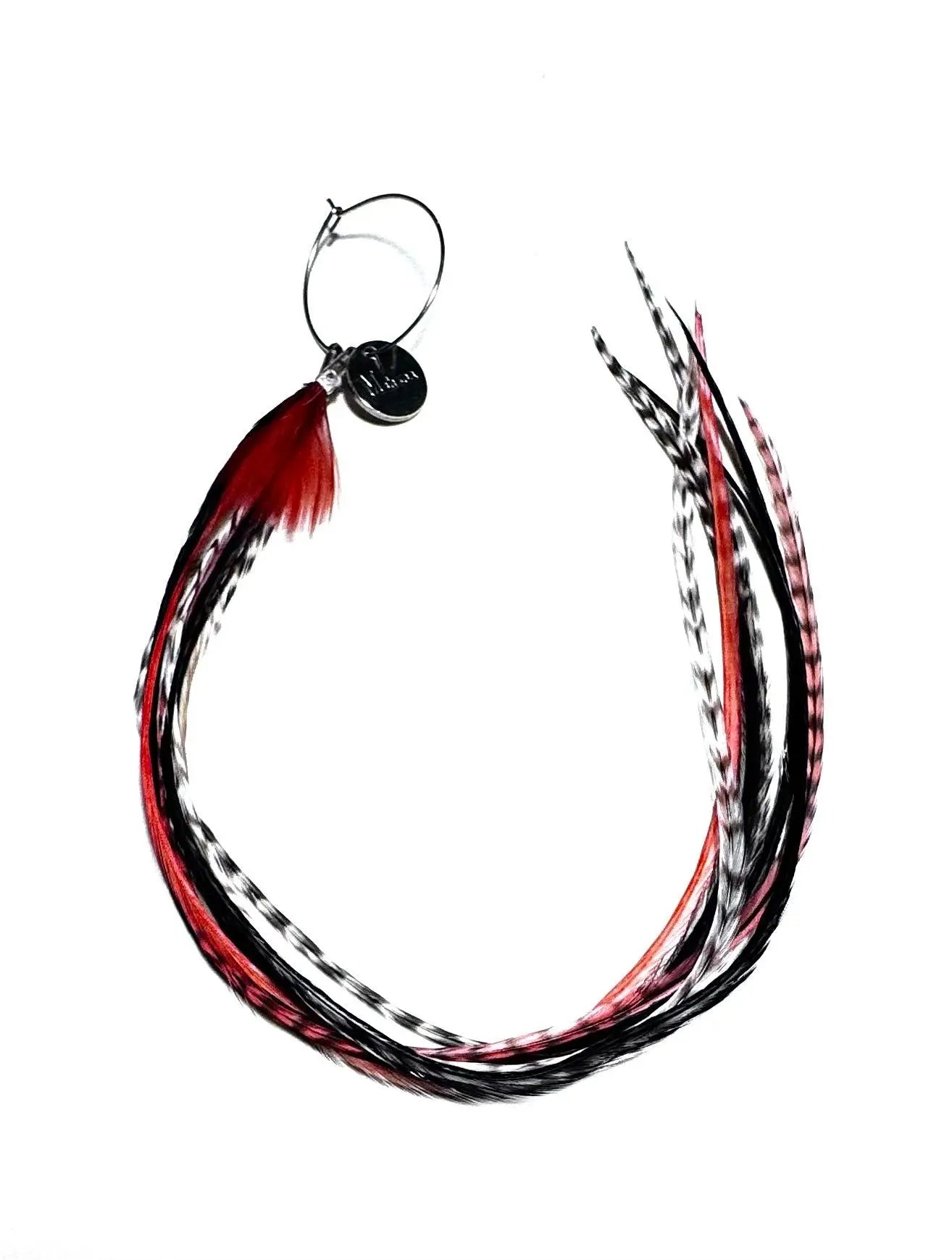 Boucle d’oreille en plumes Rouge/noir/blanc - Mahana Bijoux