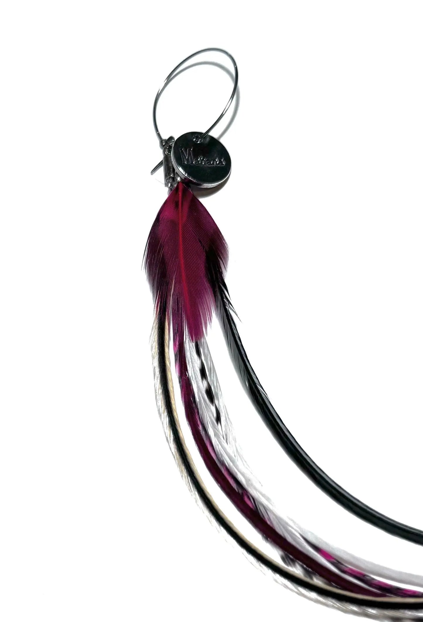 Boucle d’oreille plumes rouge noire et blanche - Mahana Bijoux