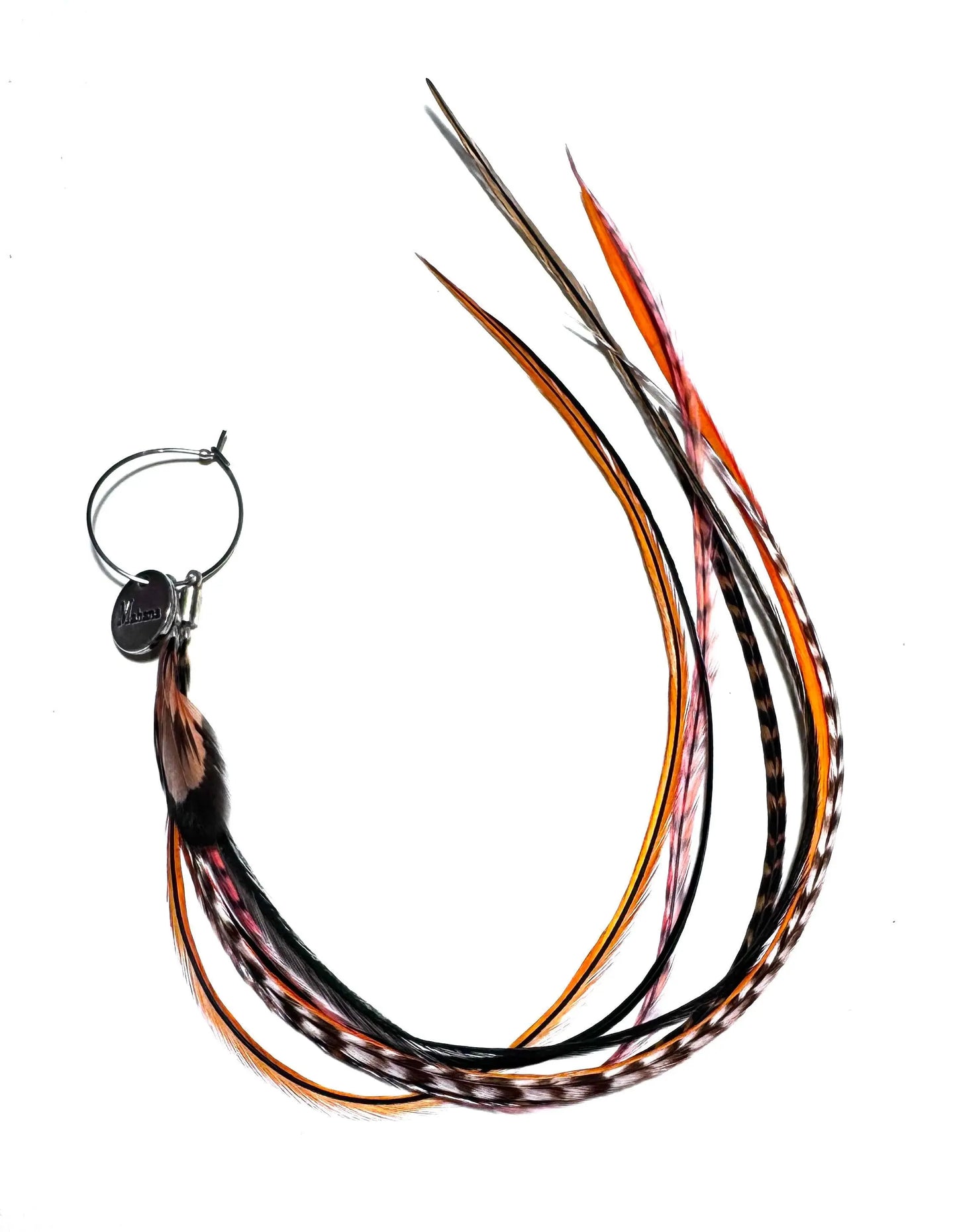 Boucle d’oreille plumes oranges et naturelles - Mahana Bijoux